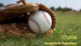  Presentation with baseball field - Slides having baseball in a glove background and a tawny brown colored foreground