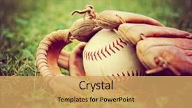  Presentation with vintage baseball - Beautiful presentation featuring baseball in an old glove backdrop and a yellow colored foreground