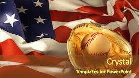  Presentation with american flag - Theme enhanced with baseball in glove on american background and a tawny brown colored foreground