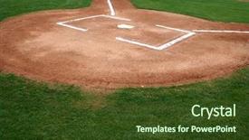  Presentation with baseball home plate - PPT theme with baseball infield at home plate background and a  colored foreground
