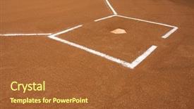  Presentation with baseball home plate - Audience pleasing slide set consisting of baseball infield at home plate backdrop and a  colored foreground