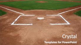  Presentation with baseball home plate - PPT layouts featuring baseball infield at home plate background and a coral colored foreground