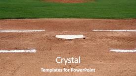  Presentation with baseball home plate - Beautiful slide deck featuring baseball infield at home plate backdrop and a coral colored foreground