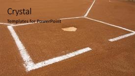  Presentation with baseball home plate - Colorful PPT theme enhanced with baseball infield at home plate backdrop and a  colored foreground