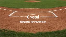  Presentation with baseball home plate - Audience pleasing PPT theme consisting of baseball infield at home plate backdrop and a coral colored foreground