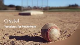  Presentation with mlb baseball on the pitchers - Beautiful slide set featuring baseball-laying-in-the-dirt backdrop and a coral colored foreground