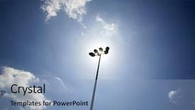  Presentation with base ball field - Amazing PPT theme having baseball lights - base ball field stadium lighting backdrop and a light blue colored foreground