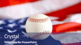  Presentation with american flag - PPT theme featuring baseball on background of american background and a ocean colored foreground