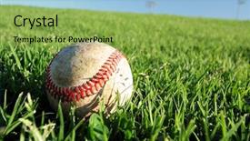  Presentation with vector - Cool new theme with baseball on grass see vector backdrop and a yellow colored foreground