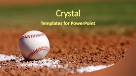 Presentation with baseball field - Theme with baseball on the chalk line background and a tawny brown colored foreground