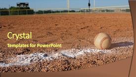  Presentation with baseball - PPT theme featuring baseball-on-the-chalk background and a tawny brown colored foreground