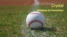  Presentation with baseball - Presentation theme featuring baseball on the outfield grass background and a tawny brown colored foreground