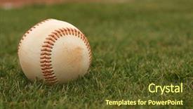  Presentation with mlb baseball on the pitchers - Colorful PPT theme enhanced with baseball on the outfield grass backdrop and a tawny brown colored foreground