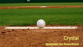  Presentation with mlb baseball on the pitchers - Audience pleasing presentation design consisting of baseball on the pitchers mound backdrop and a tawny brown colored foreground