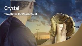  Presentation with baseball - Audience pleasing PPT theme consisting of baseball pitcher ready to pitch backdrop and a ocean colored foreground