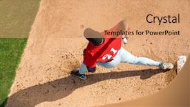  Presentation with film pitch - Theme featuring baseball pitcher throwing a pitch background and a  colored foreground