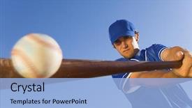  Presentation with baseball player - Theme having baseball player hitting the ball background and a light blue colored foreground