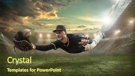  Presentation with baseball player - Amazing presentation theme having baseball player in dynamic action backdrop and a tawny brown colored foreground