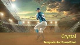  Presentation with baseball player - Presentation theme having baseball player in dynamic action background and a tawny brown colored foreground