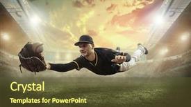  Presentation with baseball player - PPT layouts having baseball player in dynamic action background and a tawny brown colored foreground