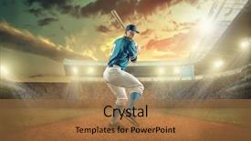  Presentation with baseball player - Amazing slide deck having baseball player in dynamic action backdrop and a coral colored foreground