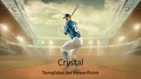  Presentation with baseball player - Slide deck having baseball player in dynamic action background and a coral colored foreground