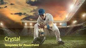  Presentation with baseball player - Cool new PPT theme with baseball player in dynamic action backdrop and a tawny brown colored foreground