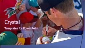  Presentation with baseball player - Audience pleasing slide deck consisting of baseball player signing autographs backdrop and a tawny brown colored foreground