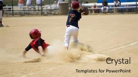  Presentation with third - Cool new PPT theme with baseball player sliding into third backdrop and a lemonade colored foreground