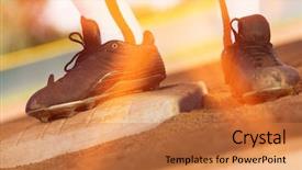  Presentation with baseball player - Slides enhanced with baseball player standing on base background and a coral colored foreground