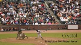 Presentation with baseball player - Beautiful PPT layouts featuring baseball-player-swings-bat backdrop and a coral colored foreground