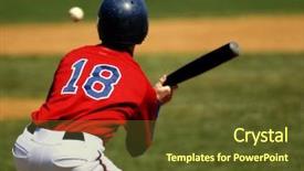  Presentation with baseball player - PPT layouts enhanced with baseball player wearing uniform bunting background and a tawny brown colored foreground