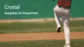  Presentation with baseball player - Slides having baseball player wearing uniform throwing background and a ocean colored foreground