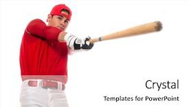  Presentation with baseball player - Audience pleasing presentation theme consisting of baseball player with bat studio backdrop and a white colored foreground