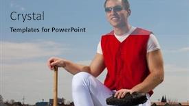  Presentation with baseball player - Cool new presentation theme with baseball player backdrop and a light blue colored foreground