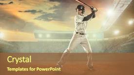  Presentation with stadium - PPT layouts with baseball players in action background and a tawny brown colored foreground