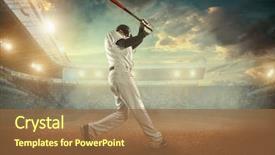  Presentation with stadium - Beautiful slides featuring baseball players in action backdrop and a tawny brown colored foreground