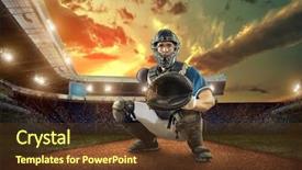  Presentation with stadium - Beautiful presentation theme featuring baseball players in action backdrop and a tawny brown colored foreground