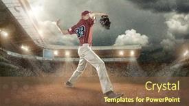  Presentation with stadium - Beautiful slides featuring baseball-players-in-action and a tawny brown colored foreground