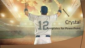 Presentation with baseball team - Cool new theme with baseball players in action backdrop and a mint green colored foreground