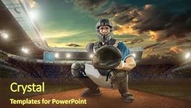  Presentation with stadium - Amazing theme having baseball players in action backdrop and a tawny brown colored foreground