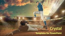  Presentation with stadium - PPT layouts enhanced with baseball players in action background and a tawny brown colored foreground