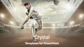  Presentation with stadium - PPT theme featuring baseball players in action background and a violet colored foreground