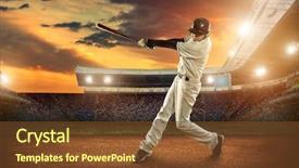  Presentation with stadium - Audience pleasing slide deck consisting of baseball players in action backdrop and a tawny brown colored foreground