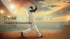  Presentation with stadium - Audience pleasing PPT layouts consisting of baseball players in action backdrop and a coral colored foreground