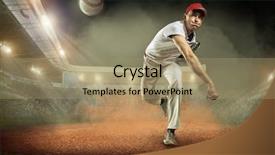  Presentation with stadium - Slide deck consisting of baseball players in action background and a coral colored foreground