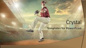  Presentation with stadium - Beautiful PPT theme featuring baseball players in action backdrop and a  colored foreground