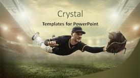  Presentation with stadium - Audience pleasing slide set consisting of baseball-players-in-action backdrop and a soft green colored foreground