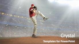  Presentation with stadium - PPT layouts enhanced with baseball players in action background and a coral colored foreground
