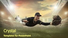  Presentation with stadium - Slides having baseball players in action background and a tawny brown colored foreground